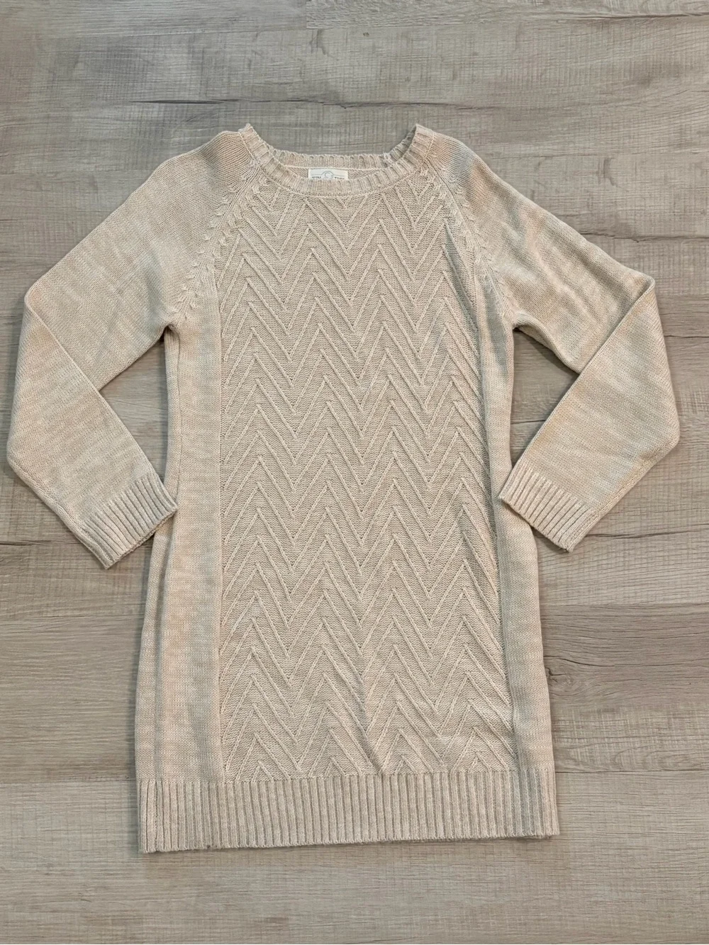 Jun & Ivy Chevron Knit Sweater Dress Oatmeal Small - Picture 5 of 8
